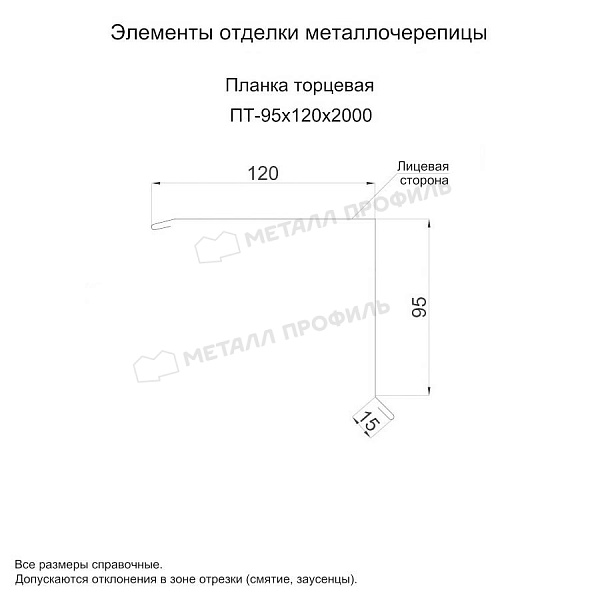 Планка торцевая 95х120х2000 (ПЭ-01-3000-0.5) ― заказать по приемлемым ценам в Черкесске.